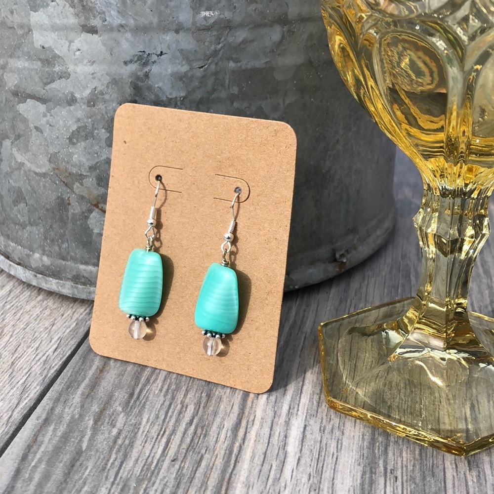 Teal Blue Bead Earrings